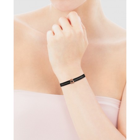 Pulsera Tous ancha Real Sisy de acero IP negro y plata rosa con ónix