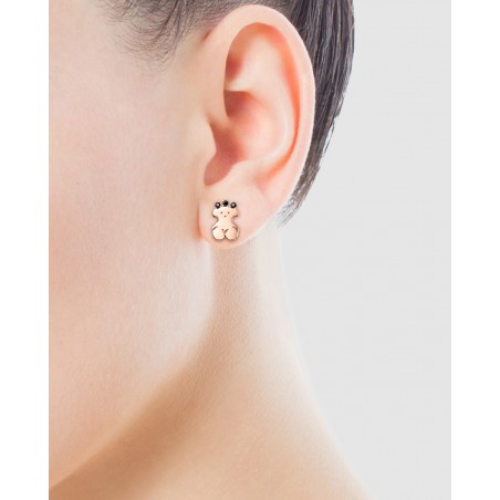 Pendientes Tous Real Sisy oso de plata rosa y espinelas