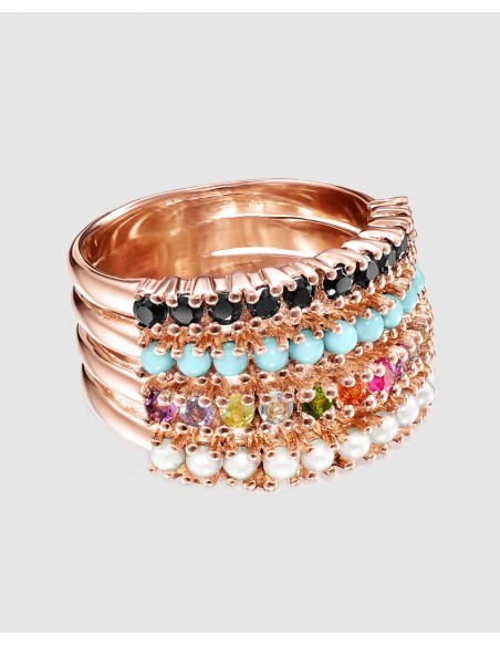 Anillo Tous Straight de Vermeil rosa con gemas