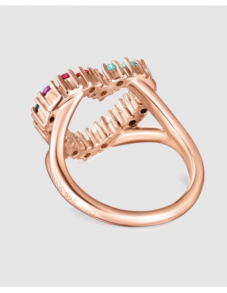 Anillo Tous San Valentín Corazón de plata vermeil rosa y gemas